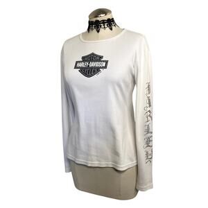 Vtg Y2K Harley Davidson Studded Glitter Mcbling Grunge Biker Long Sleeve Top M